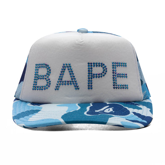 ABC Camo Crystal Stone Mesh Cap - Blue