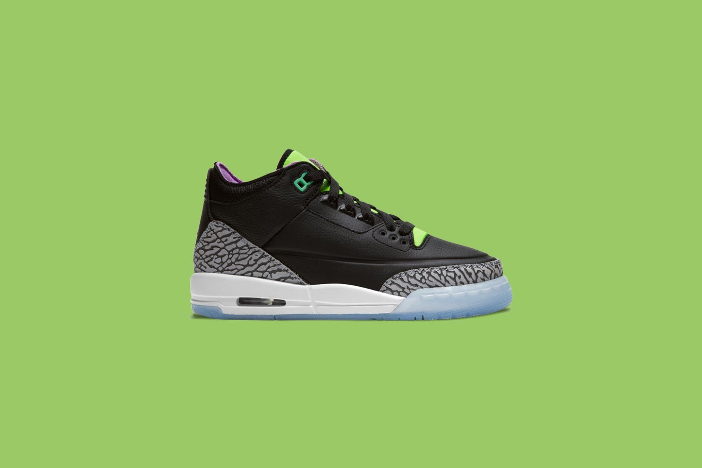 Air Jordan 3 Retro SE (GS) 'Electric Green' - Black/Violet Shock