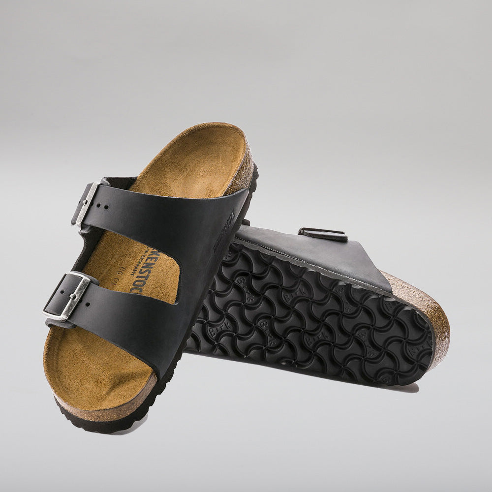 BIRKENSTOCK - ARIZONA 552113 - BLACK WAXY OILED LEATHER - NARROW FIT