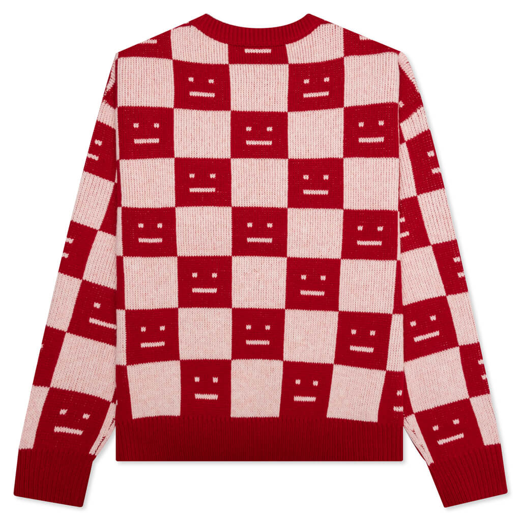 Crew Neck Wool Sweater - Deep Red/Faded