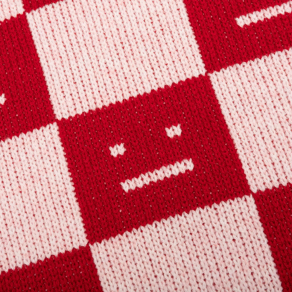 Crew Neck Wool Sweater - Deep Red/Faded