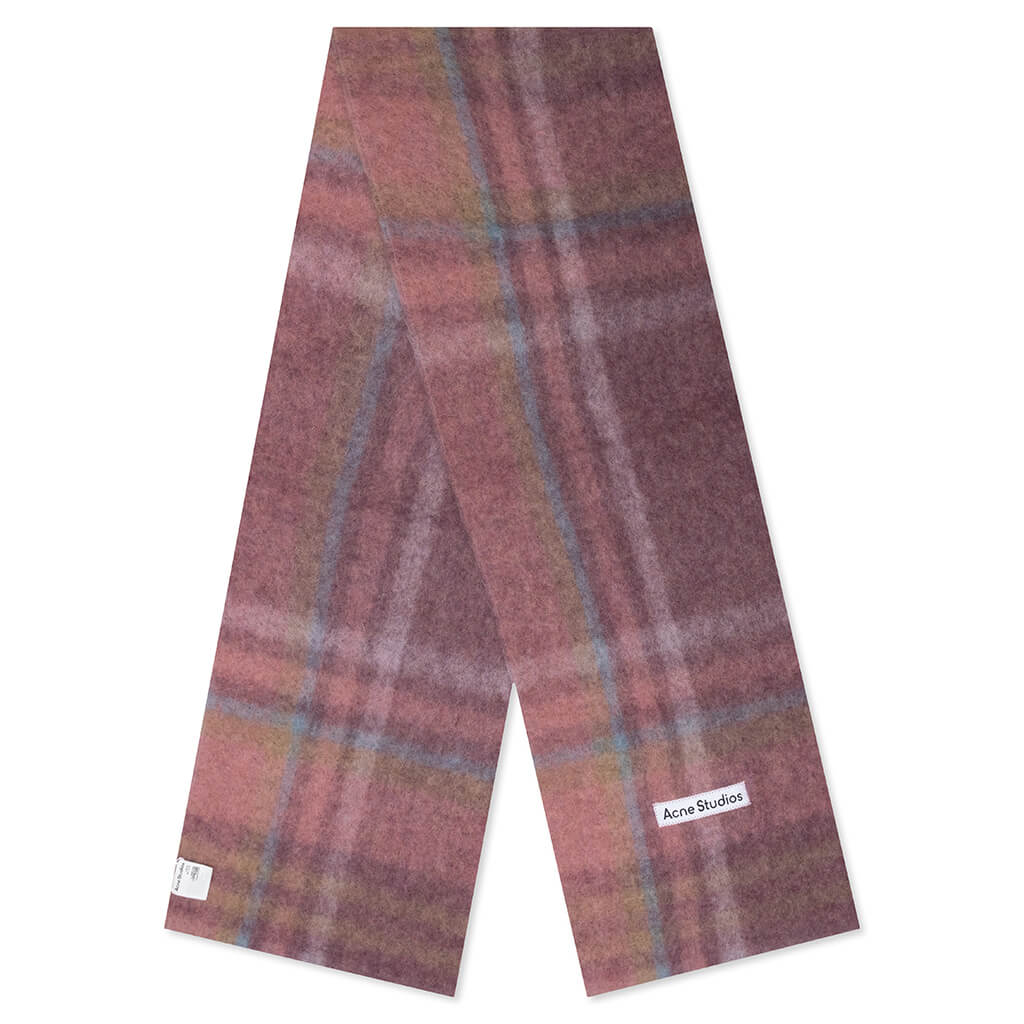 Checked Scarf - Mauve Purple/Light Blue