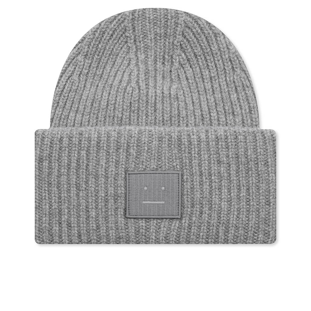 Kid's Ribbed Beanie Hat - Grey Melange