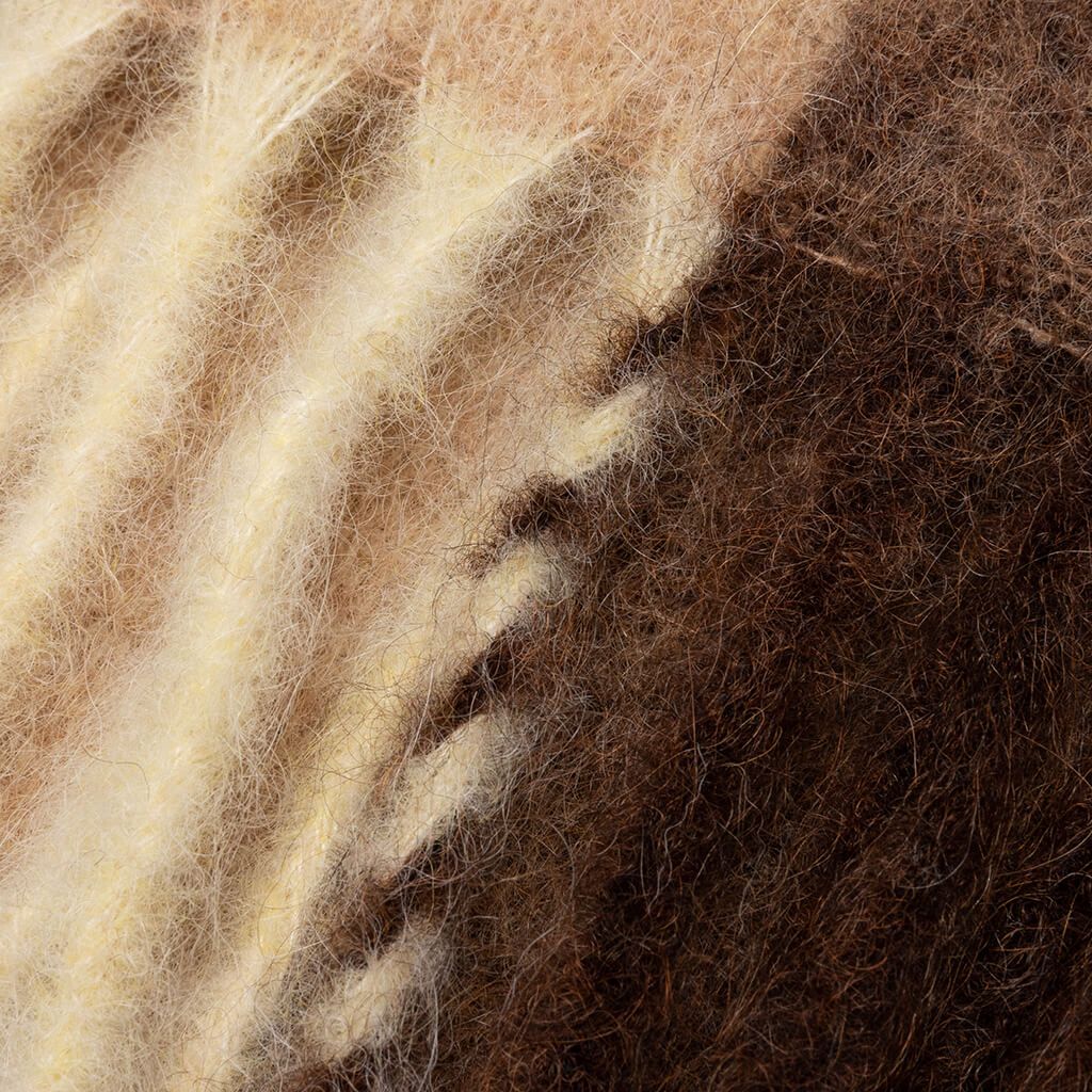 Mohair Checked Scarf - Brown/Ecru
