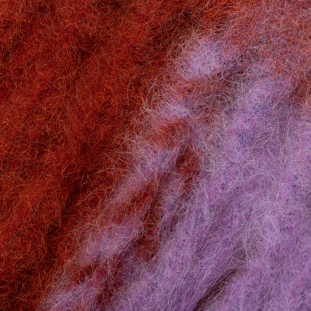 Mohair Checked Scarf - Brown/Lilac/Navy
