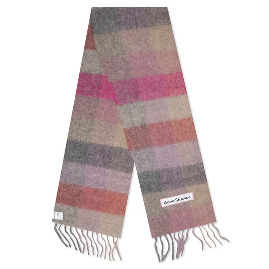 Mohair Checked Scarf - Fuchsia/Lilac/Pink