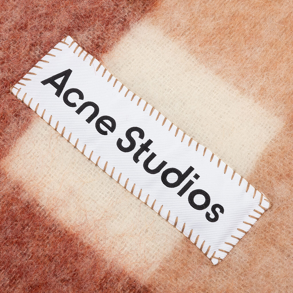 Mohair Checked Scarf - Orange/Rust/White