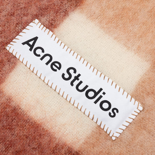 Mohair Checked Scarf - Orange/Rust/White