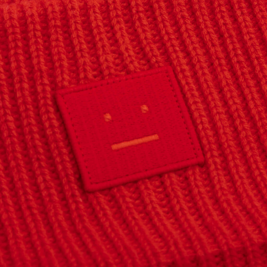 Large Face Logo Beanie - Sharp Red