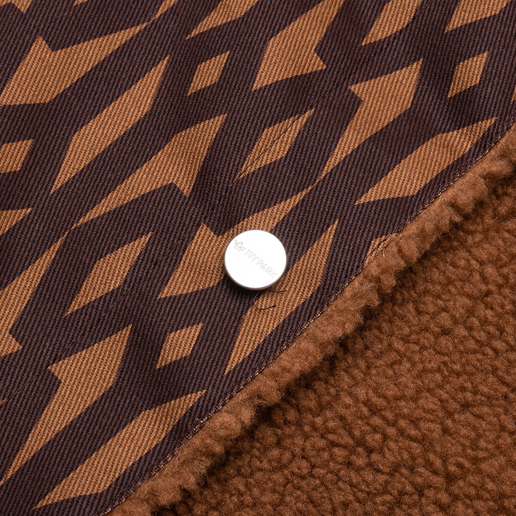 adidas Originals x Ivy Park Denim Monogram Jacket - Wild Brown/Night Red