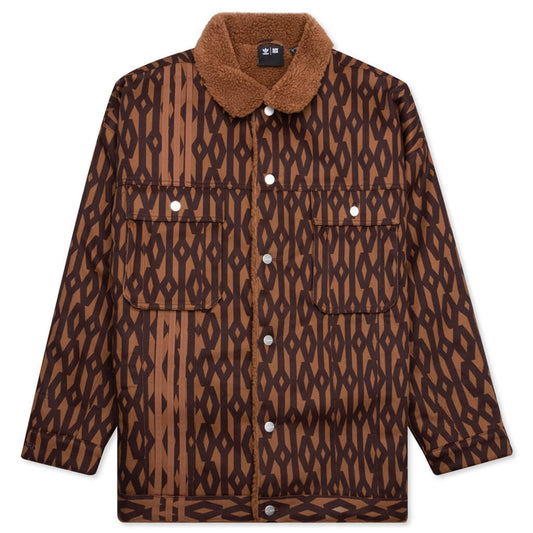 adidas Originals x Ivy Park Denim Monogram Jacket - Wild Brown/Night Red