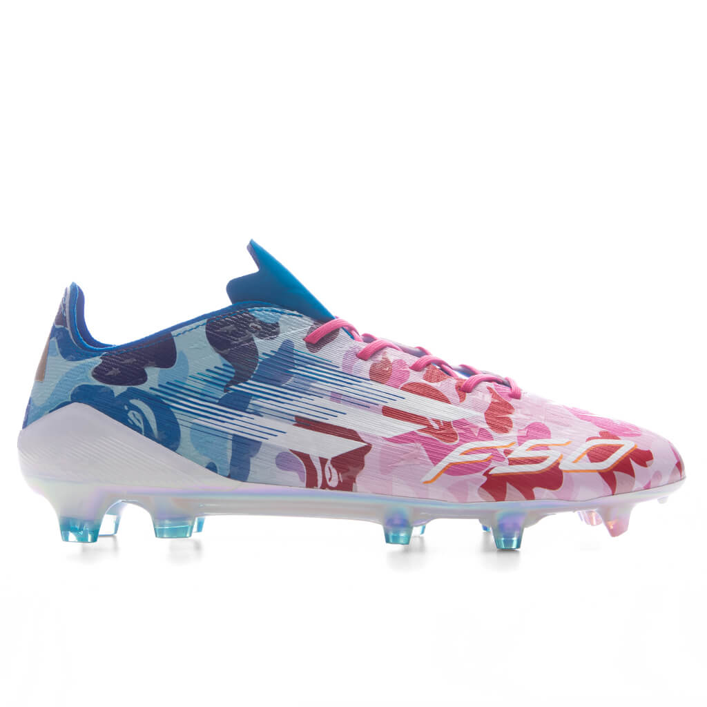 adidas Originals x BAPE F50 Elite Firm Ground Cleats - Clear Pink/Cloud White/Icey Blue