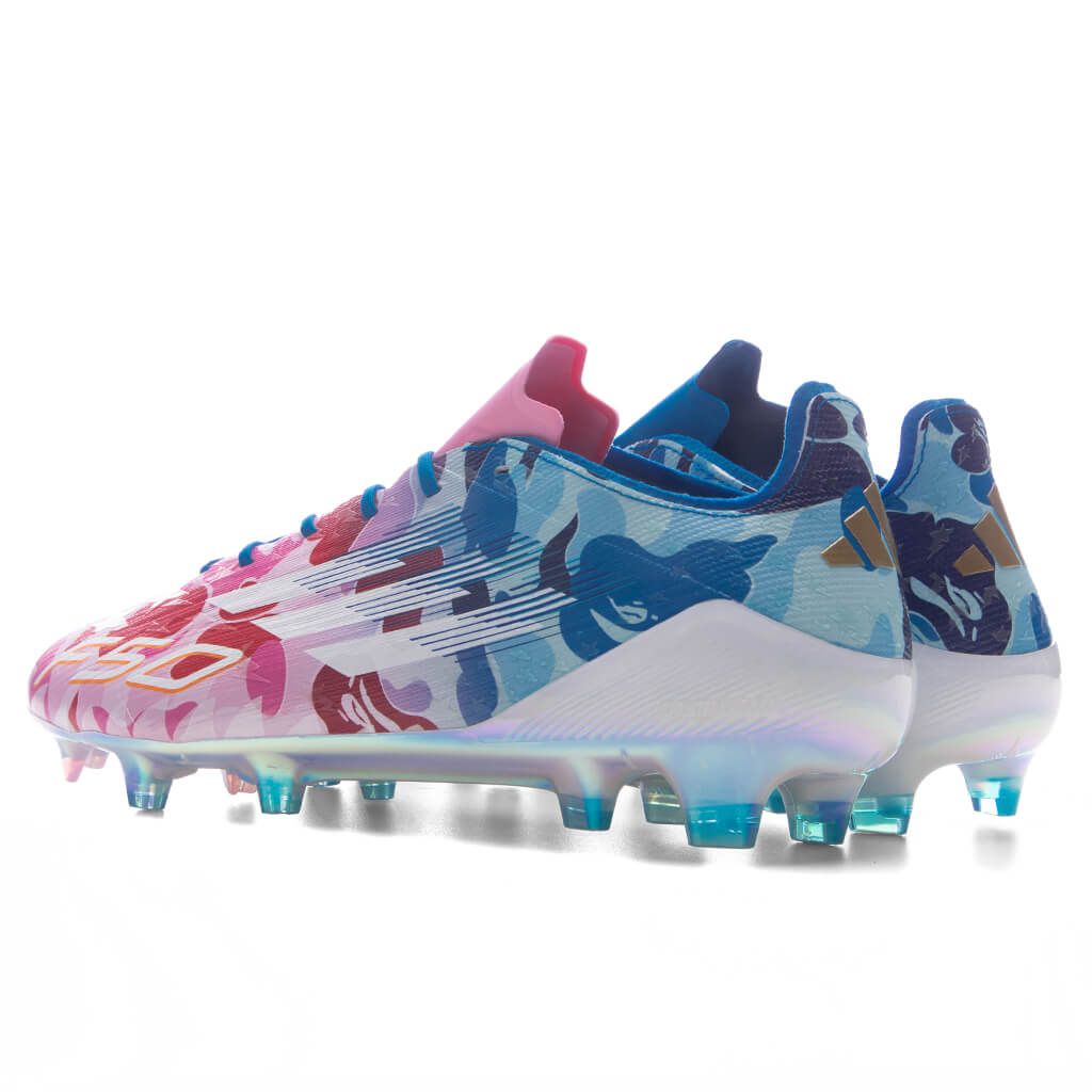 adidas Originals x BAPE F50 Elite Firm Ground Cleats - Clear Pink/Cloud White/Icey Blue