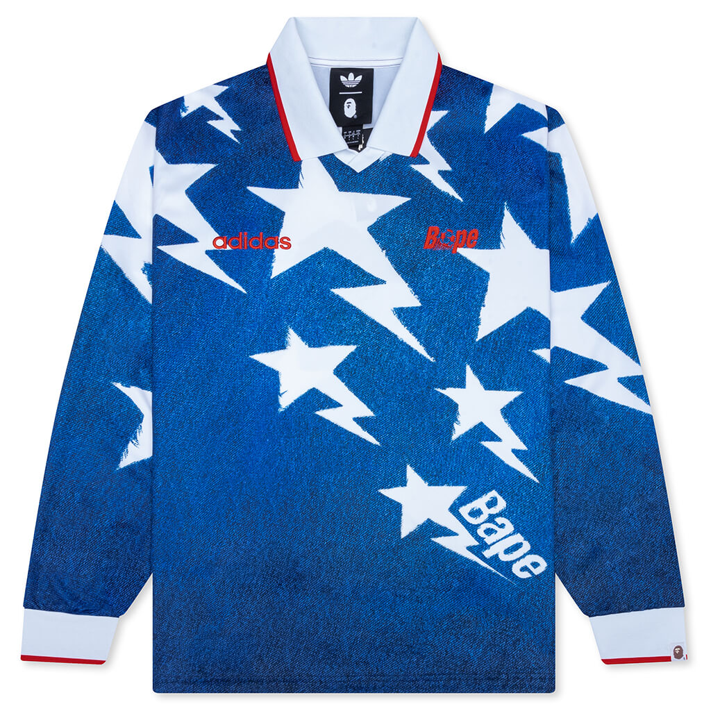 adidas Originals x BAPE L/S Star Jersey - Medium Blue Denim