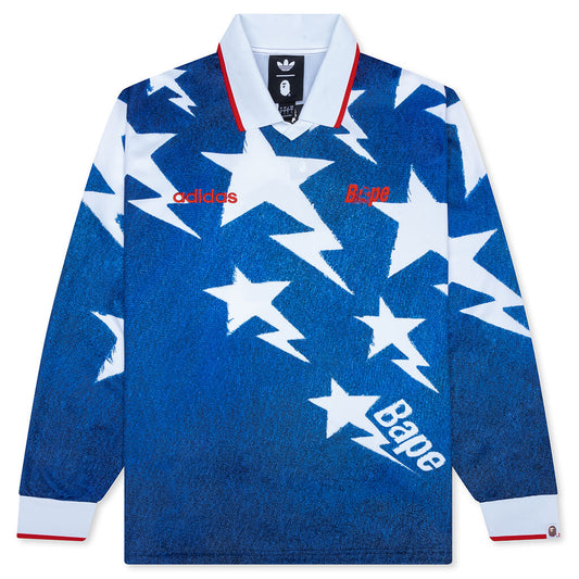 adidas Originals x BAPE L/S Star Jersey - Medium Blue Denim