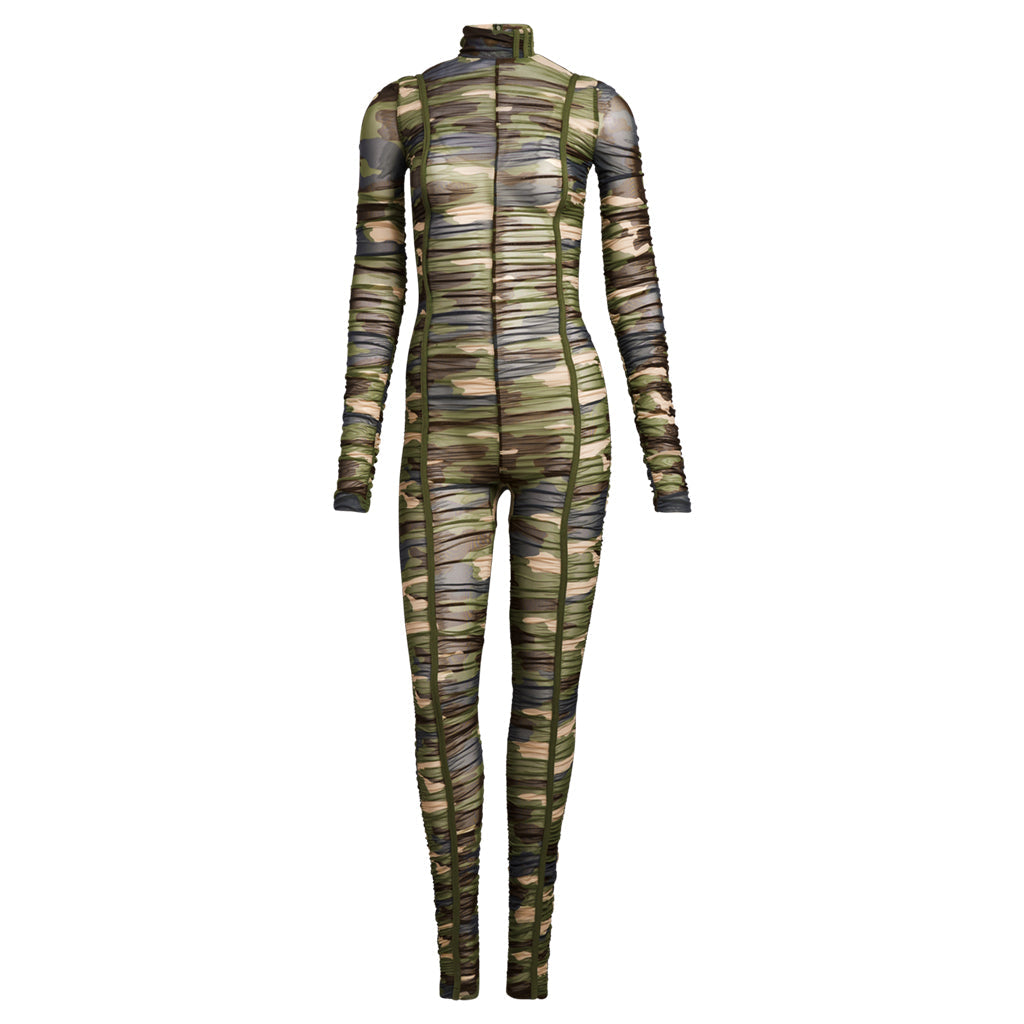 adidas Originals x Ivy Park Ruched Mesh Catsuit - All Over Print Camo