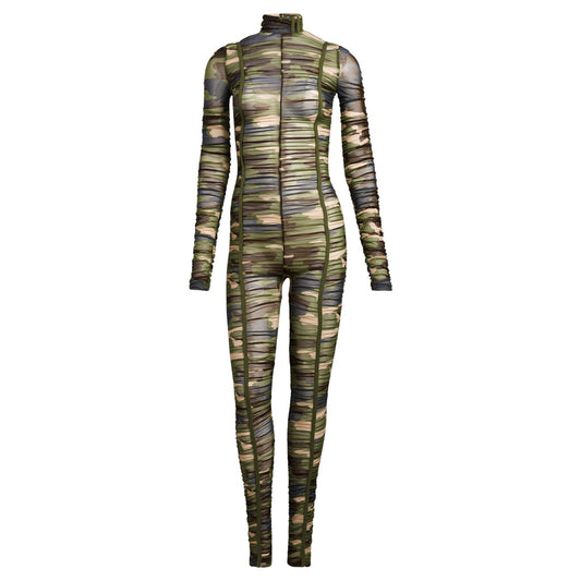 adidas Originals x Ivy Park Ruched Mesh Catsuit - All Over Print Camo