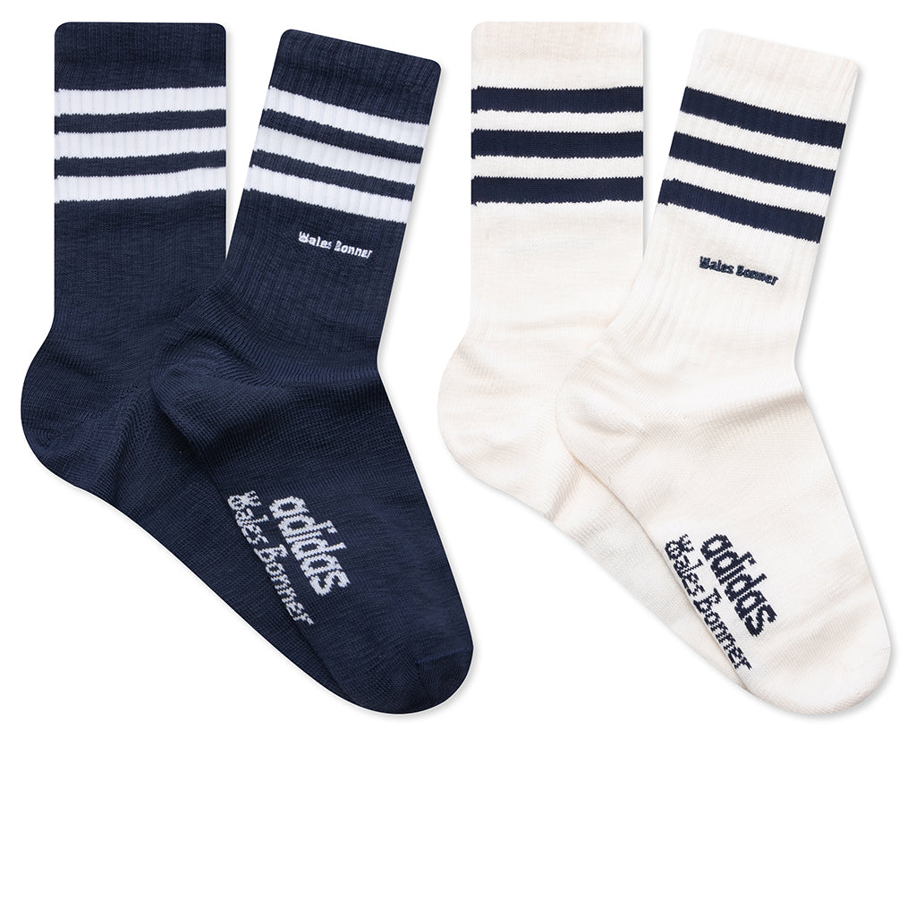 adidas Originals x Wales Bonner 3 Stripes Socks - Night Navy/Core White