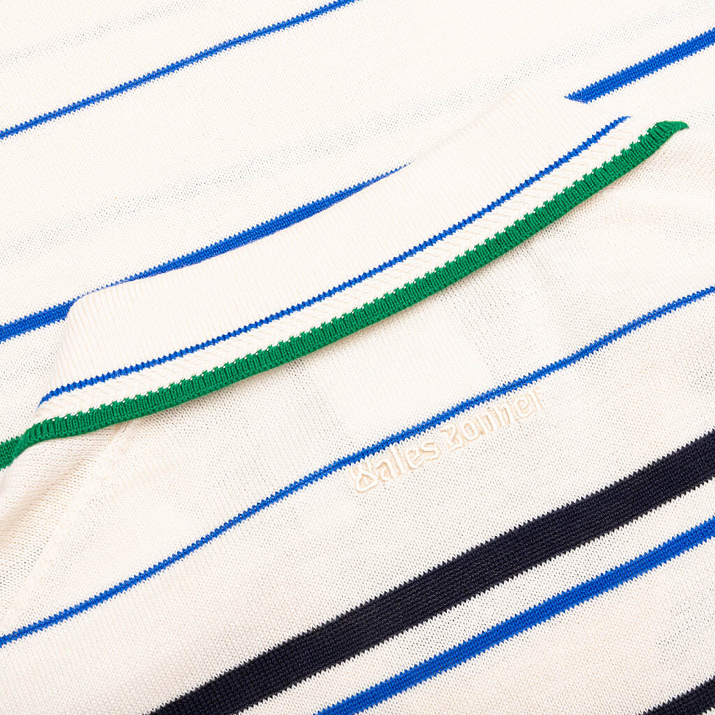 adidas Originals x Wales Bonner Knit Polo - Wonder White/Green/Blue Bird