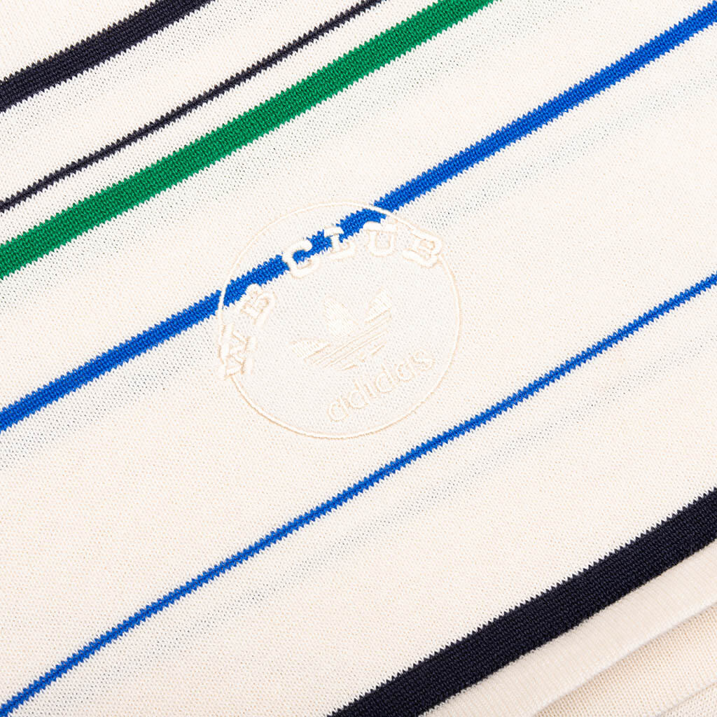 adidas Originals x Wales Bonner Knit Polo - Wonder White/Green/Blue Bird