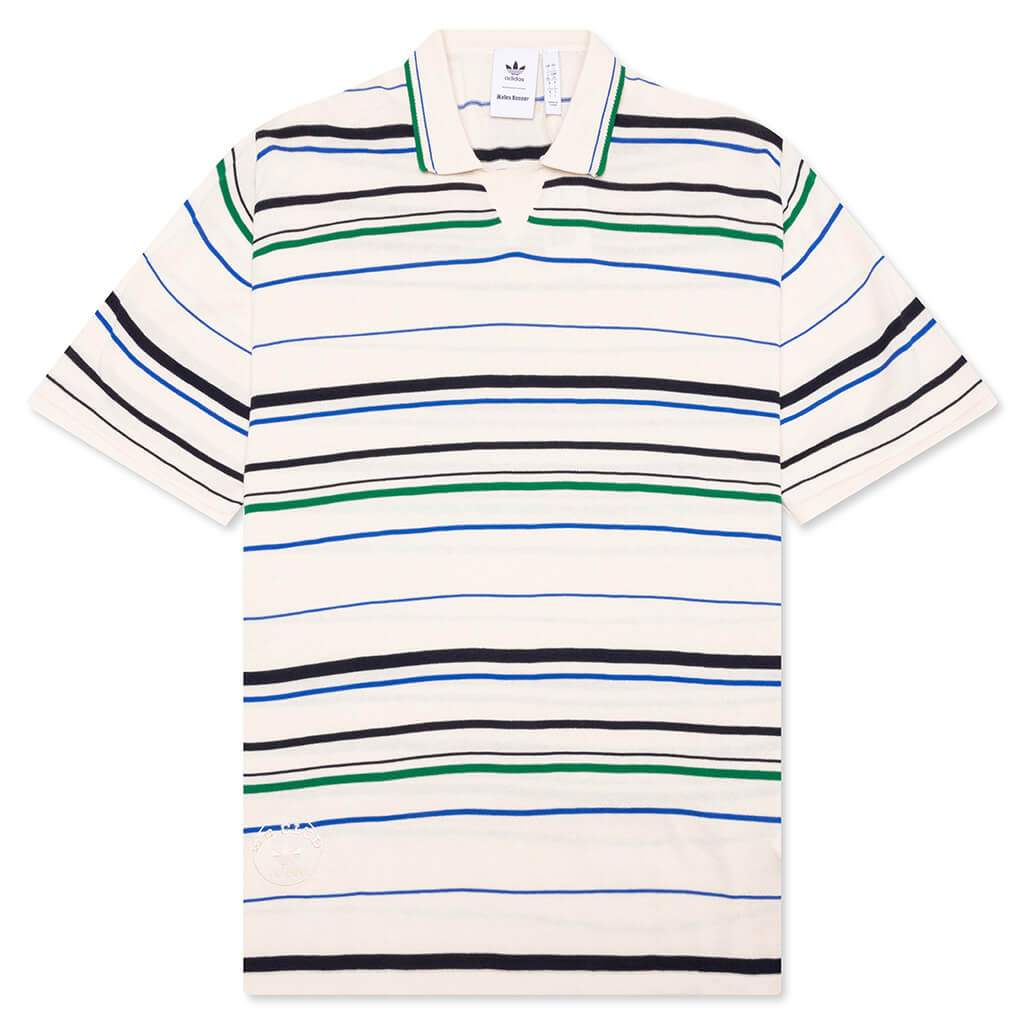 adidas Originals x Wales Bonner Knit Polo - Wonder White/Green/Blue Bird