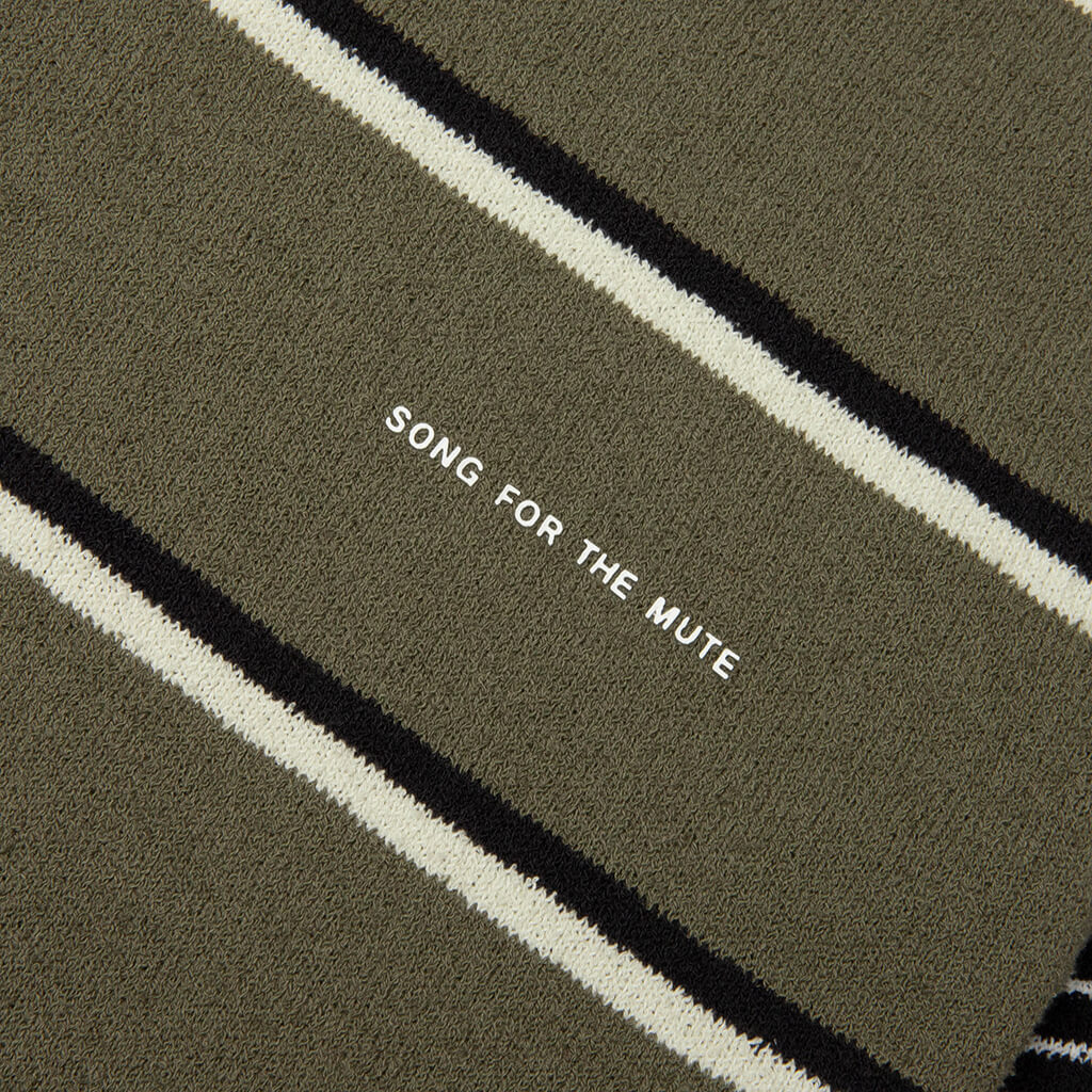 adidas Originals x Song for the Mute 007 Long Sleeve Polo - Olive Strata/Alumina/Black
