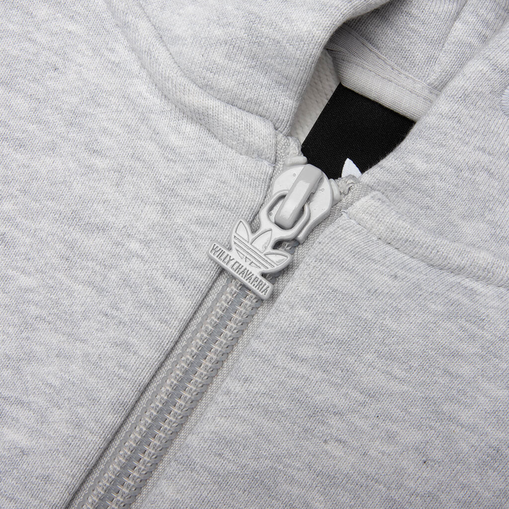 adidas Originals x Willy Chavarria Full Zip Logo Hoodie - Light Grey Heather