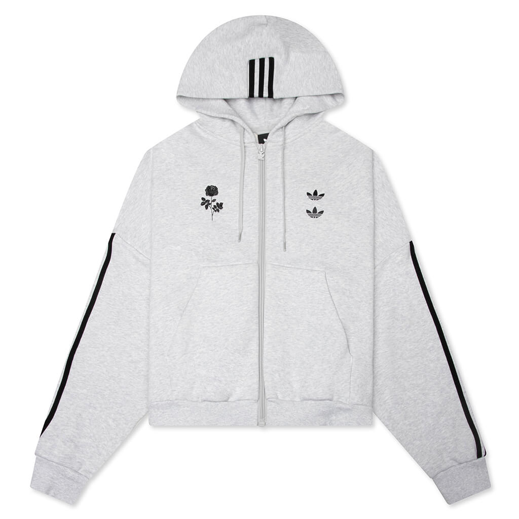 adidas Originals x Willy Chavarria Full Zip Logo Hoodie - Light Grey Heather