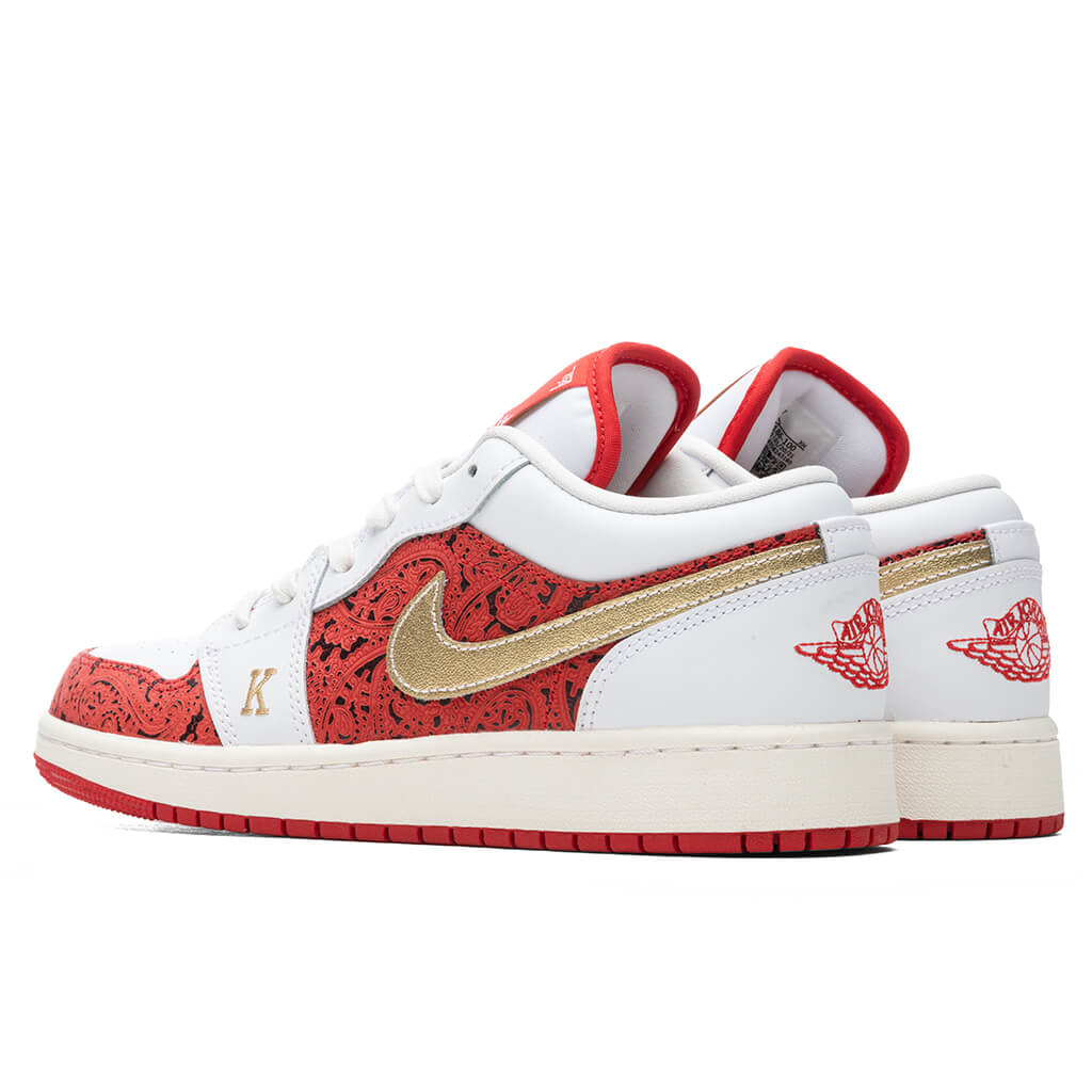 Air Jordan 1 Low SE (GS) - White/Metallic Gold/University Red