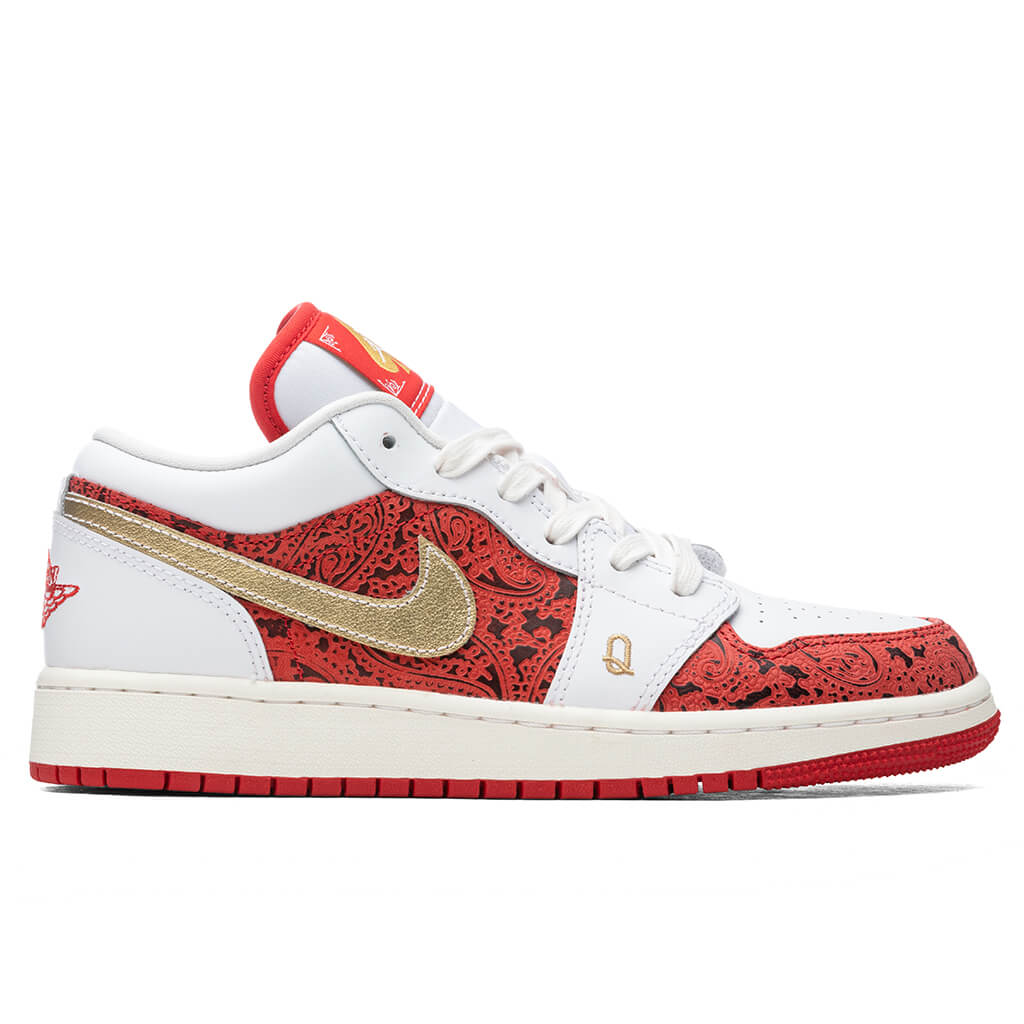 Air Jordan 1 Low SE (GS) - White/Metallic Gold/University Red