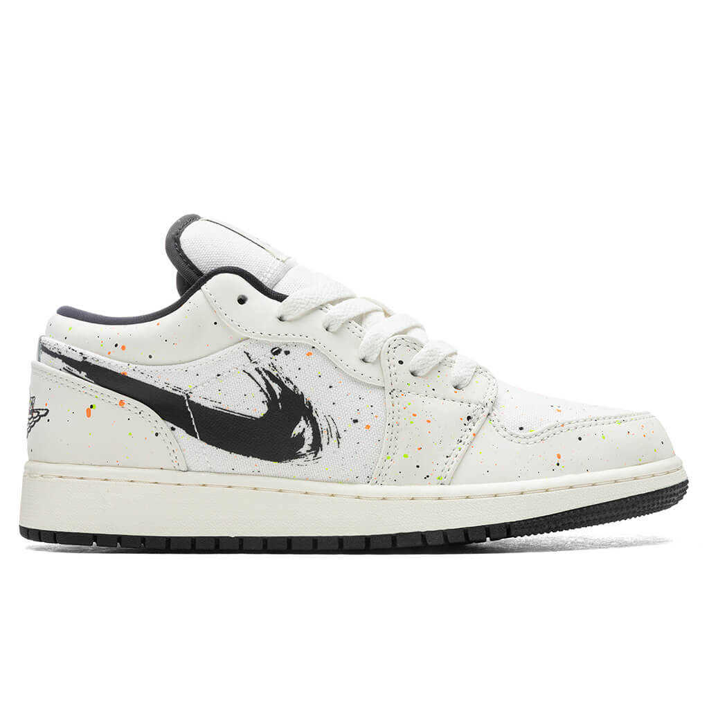 Air Jordan 1 Low SE (GS) 'Paint Splatter' - Sail/Black/Total Orange
