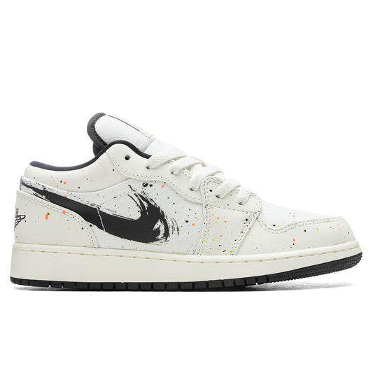 Air Jordan 1 Low SE (GS) 'Paint Splatter' - Sail/Black/Total Orange