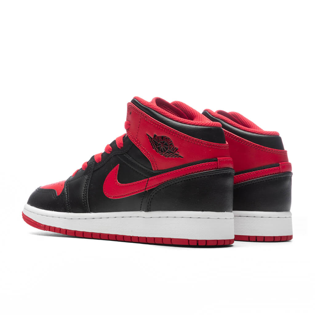 Air Jordan 1 Mid (GS) - Black/Fire Red/White