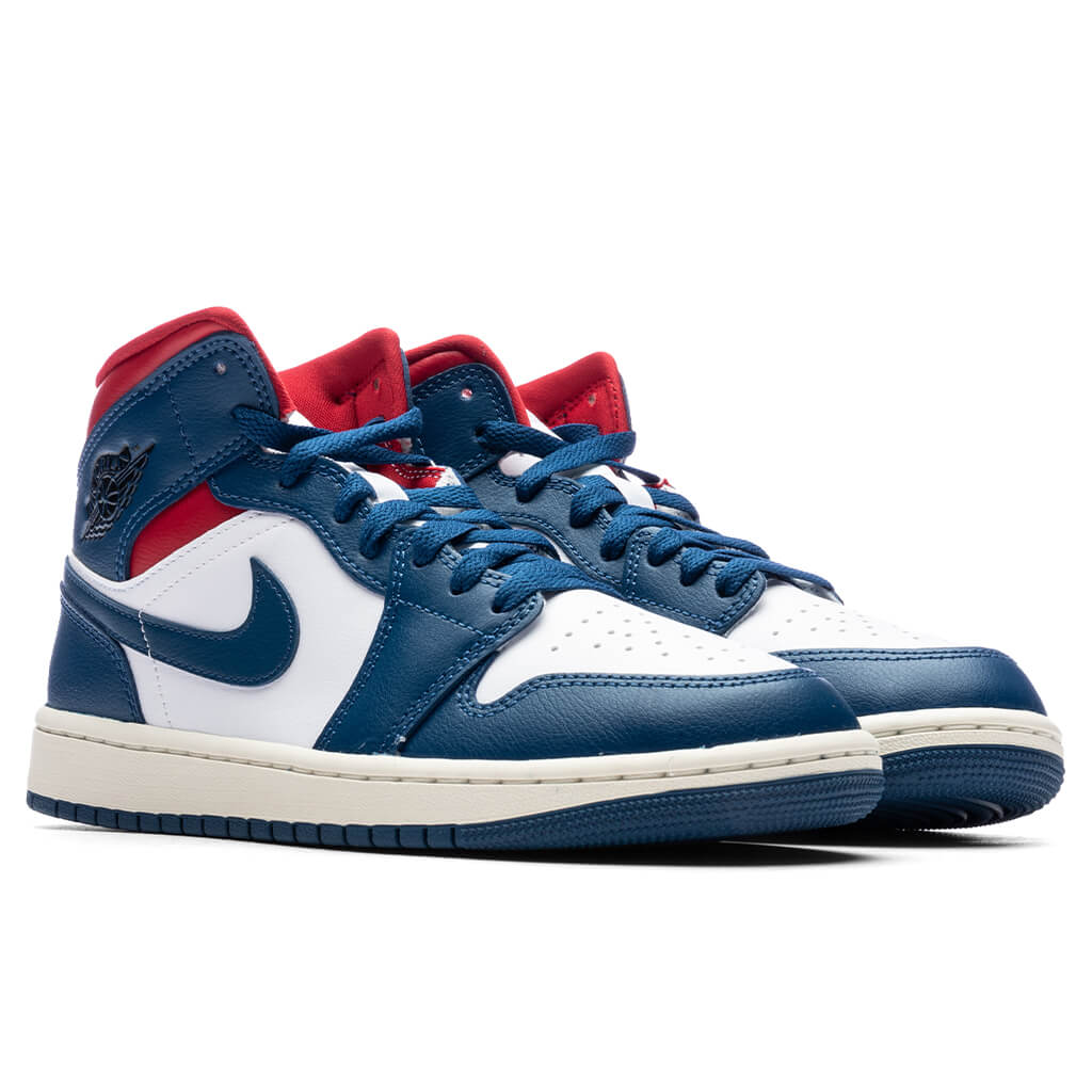 Women's Air Jordan 1 Mid - White/French Blue/Gym Red