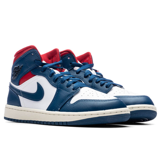 Women's Air Jordan 1 Mid - White/French Blue/Gym Red