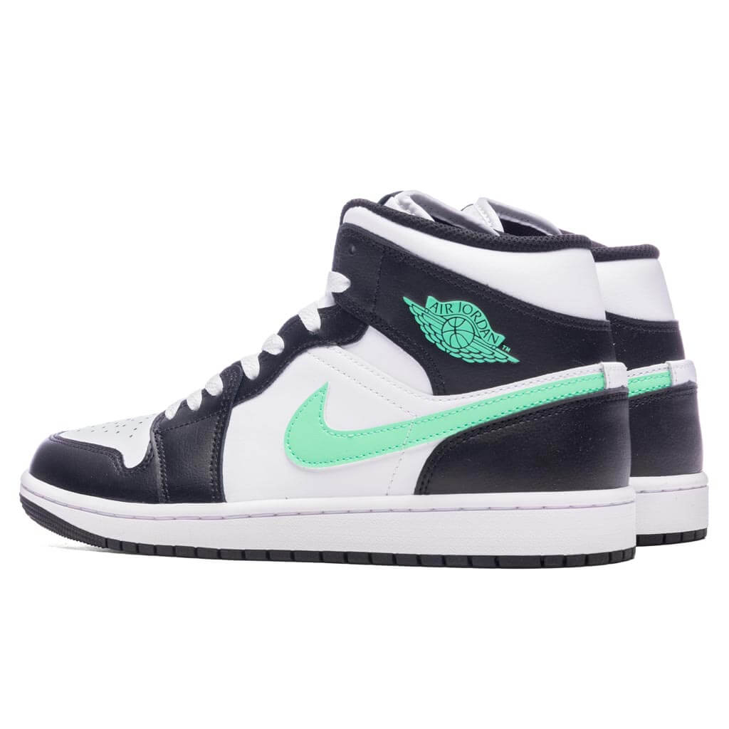 Air Jordan 1 Mid - White/Green Glow/Black