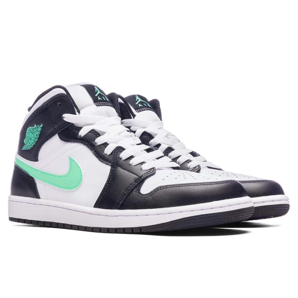 Air Jordan 1 Mid - White/Green Glow/Black