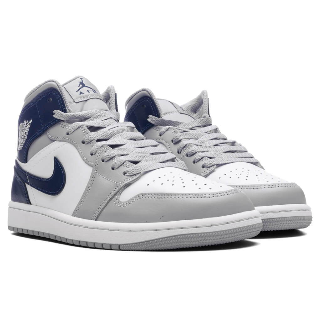Air Jordan 1 Mid - White/Midnight Navy/Wolf Grey