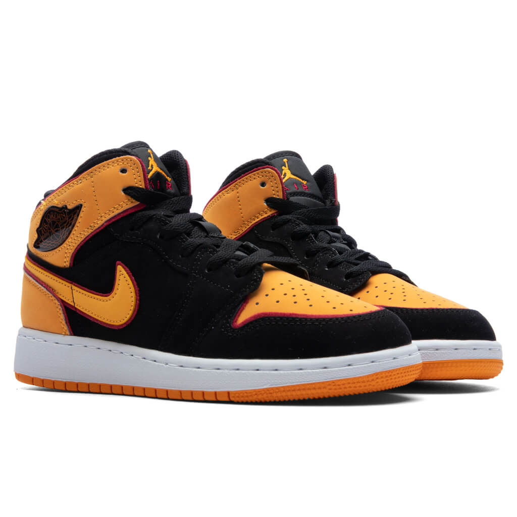 Air Jordan 1 Mid SE (GS) - Black/Vivid Orange/Cardinal Red