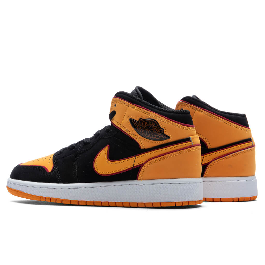 Air Jordan 1 Mid SE (GS) - Black/Vivid Orange/Cardinal Red