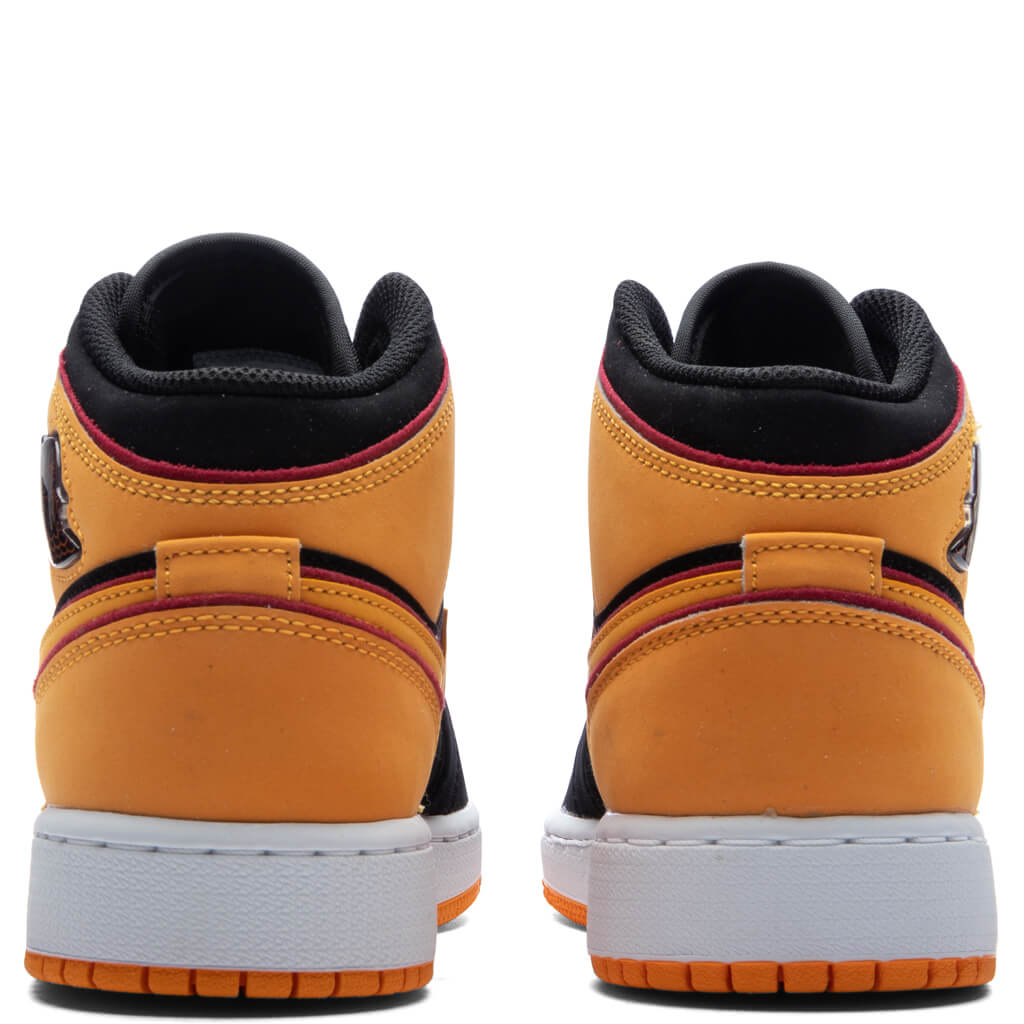 Air Jordan 1 Mid SE (GS) - Black/Vivid Orange/Cardinal Red