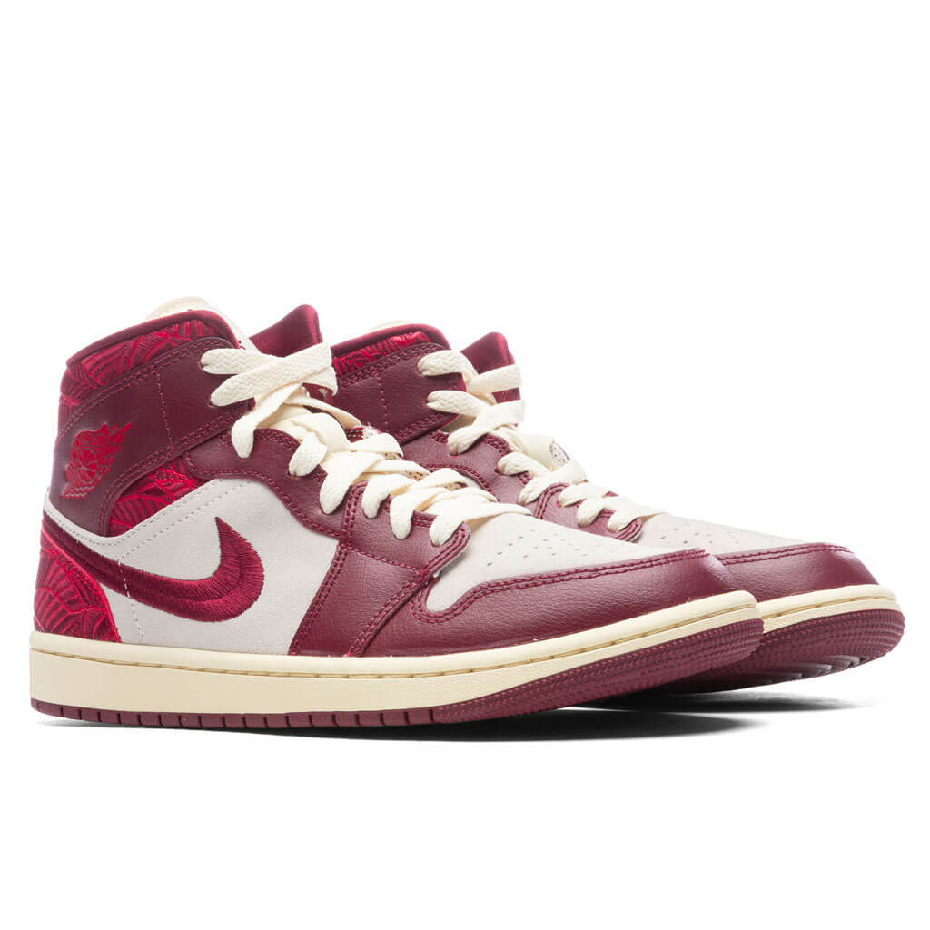 Women's Air Jordan 1 Mid SE Tiki Leaf - Team Red/University Red/Muslin