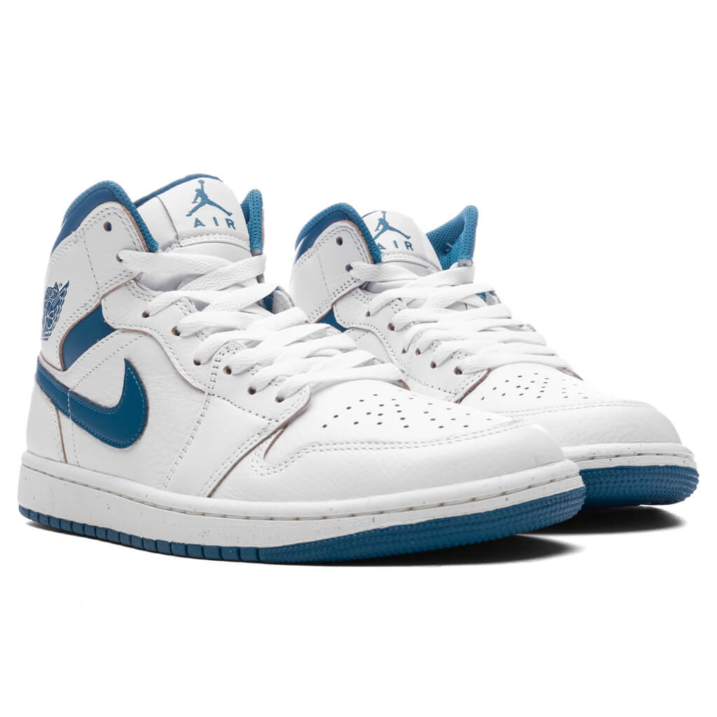Air Jordan 1 Mid SE - White/Industrial Blue/Sail