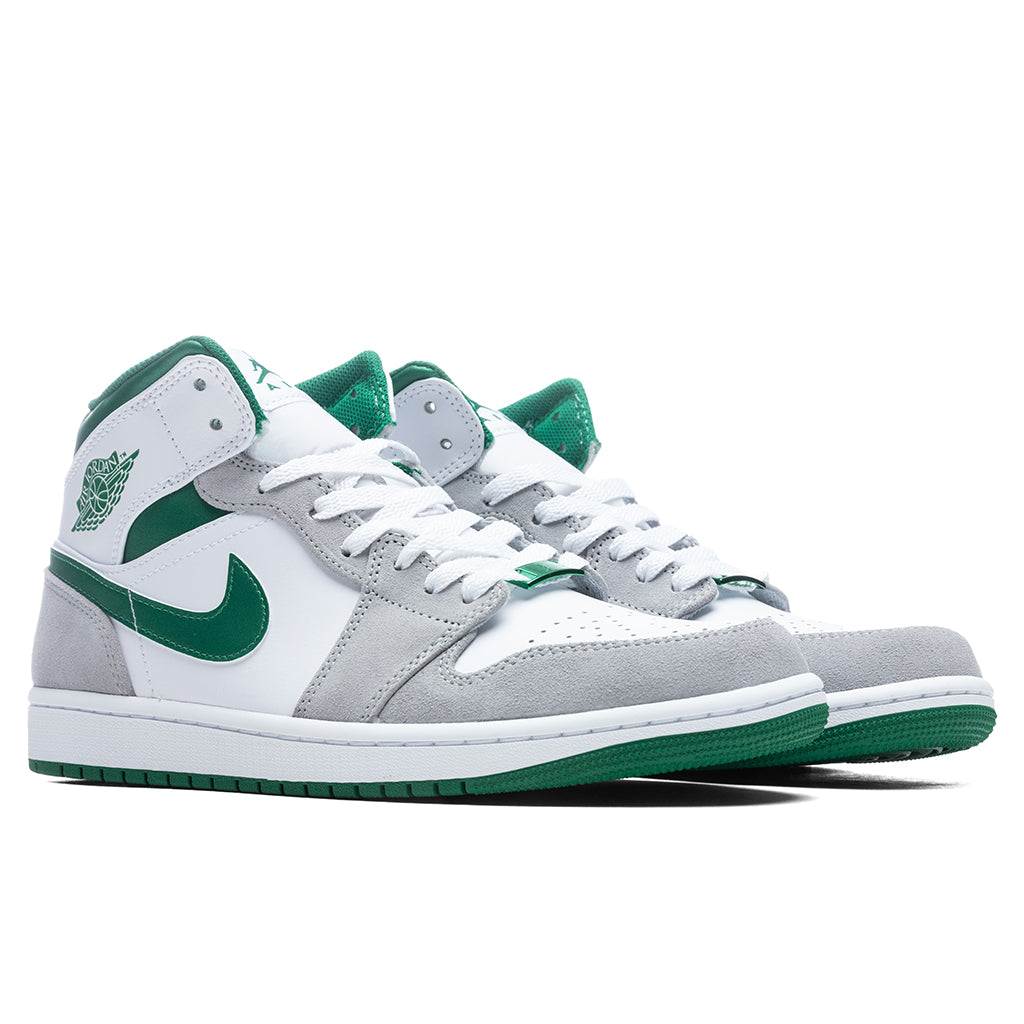 Air Jordan 1 Mid SE - White/Pine Green/ LT Smoke Grey