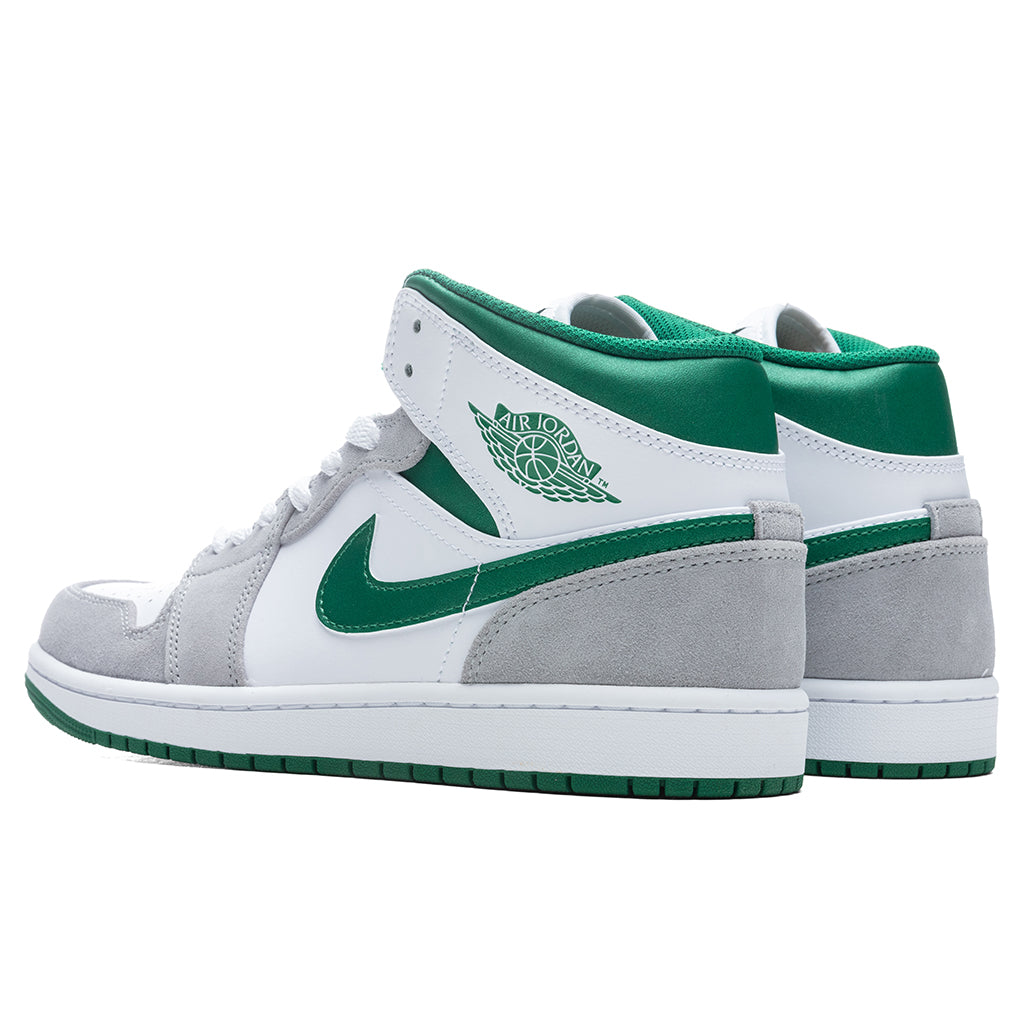 Air Jordan 1 Mid SE - White/Pine Green/ LT Smoke Grey