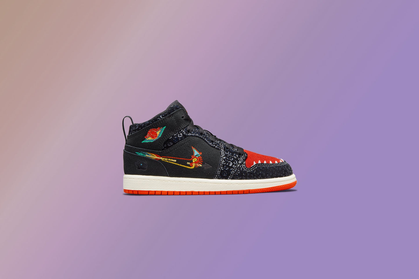 Air Jordan 1 Mid SE (PS) "Siempre Familia" - Black/Chile Red