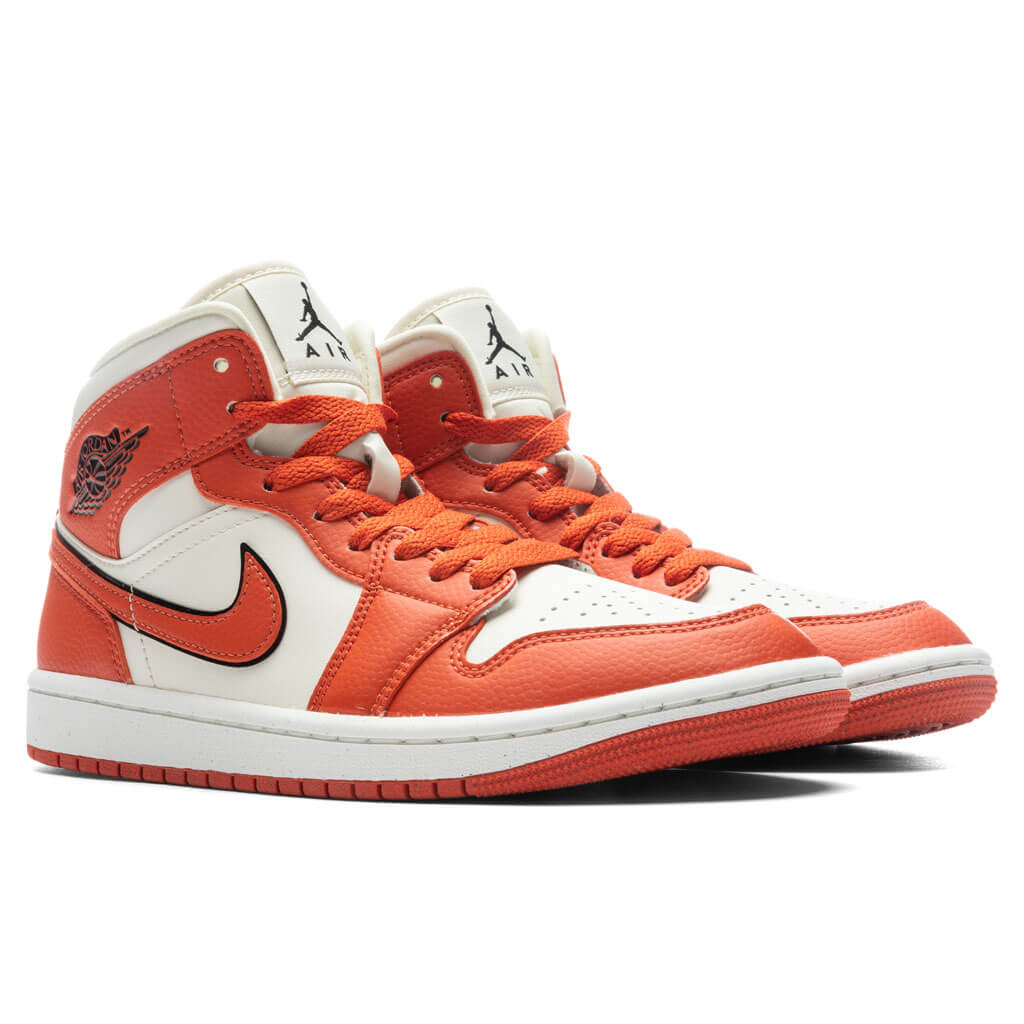 Women's Air Jordan 1 Mid - Coconut Milk/Sport Spice/Black