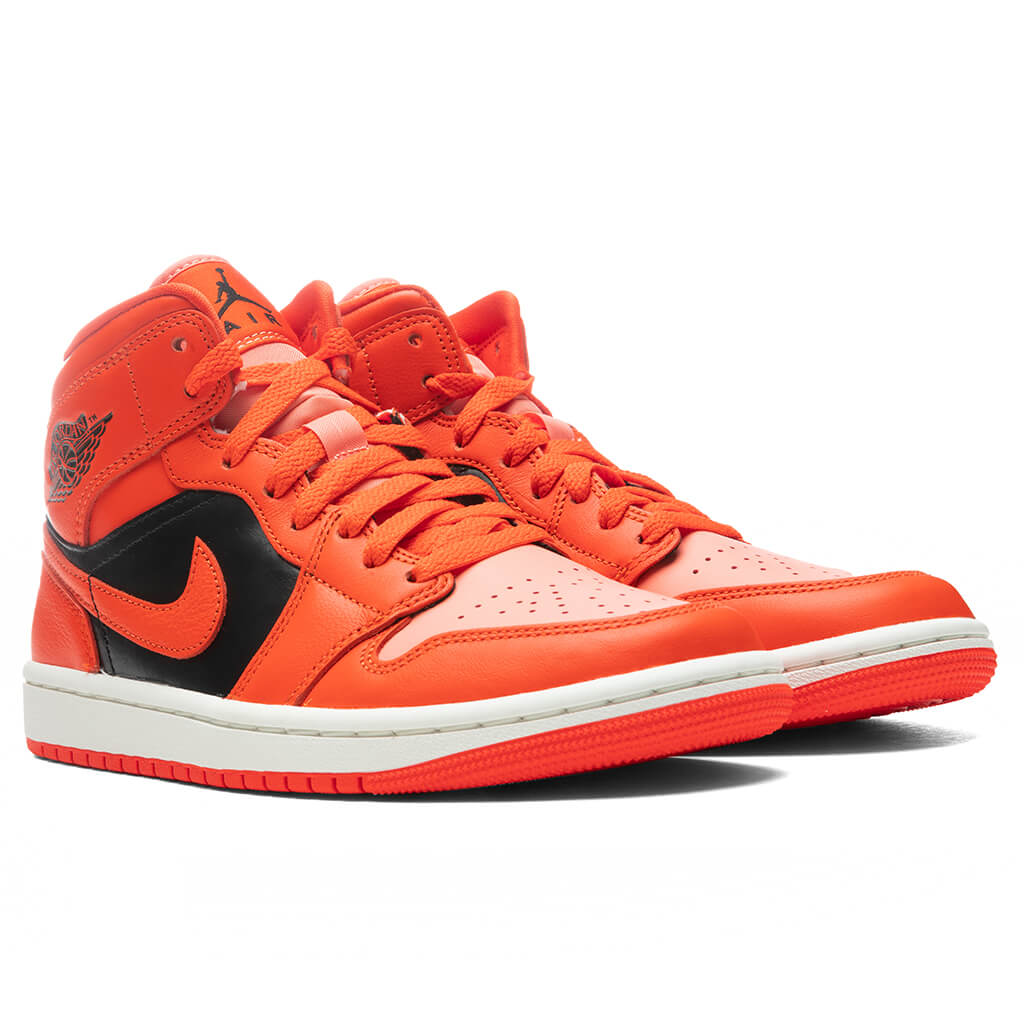 Women's Air Jordan 1 Mid SE - Crimson Bliss/Rush Orange/Black