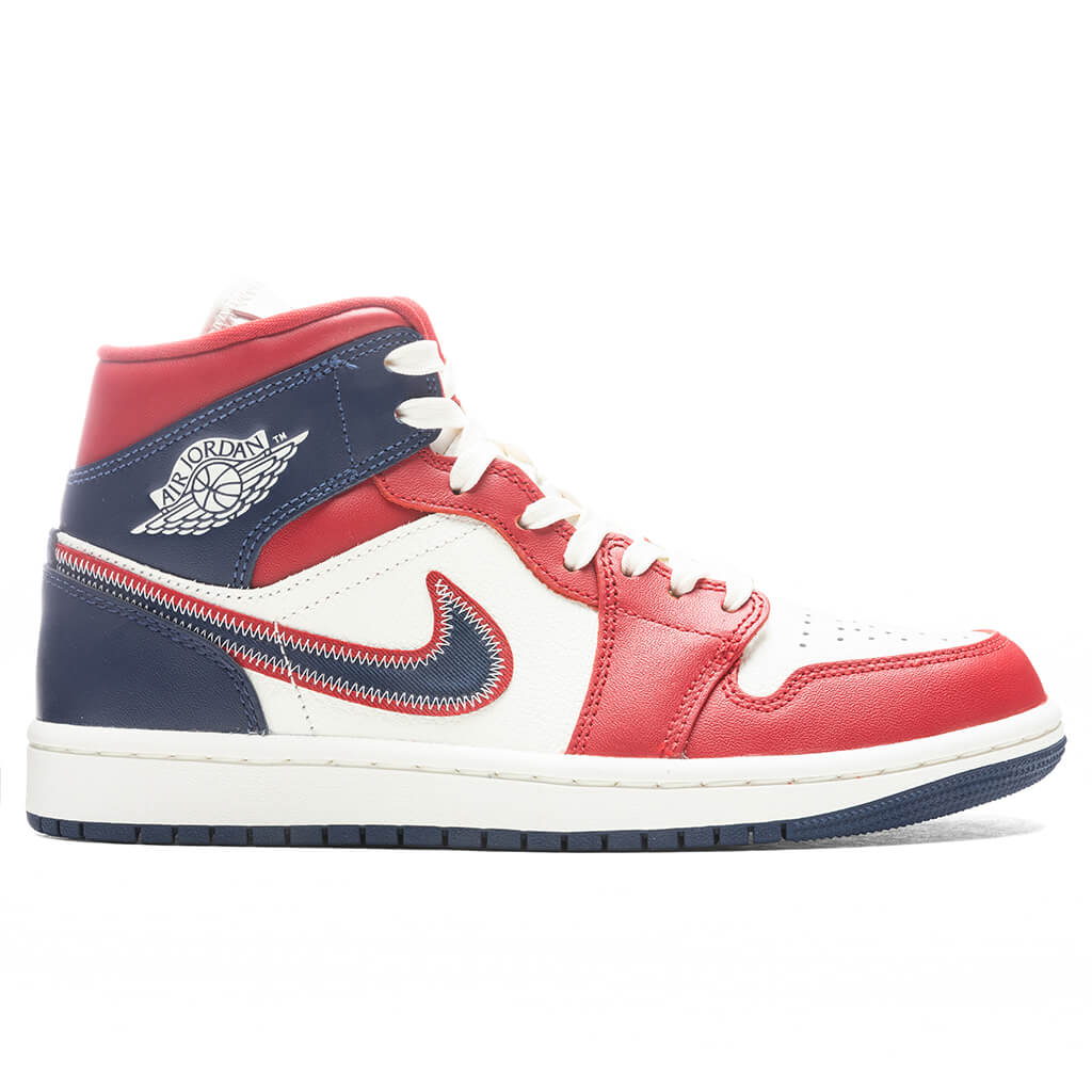 Women's Air Jordan 1 Mid SE - Gym Red/Midnight Navy/Sail/Light Iron Ore
