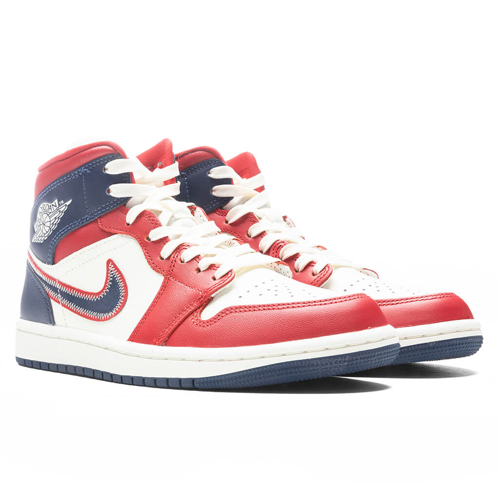 Women's Air Jordan 1 Mid SE - Gym Red/Midnight Navy/Sail/Light Iron Ore